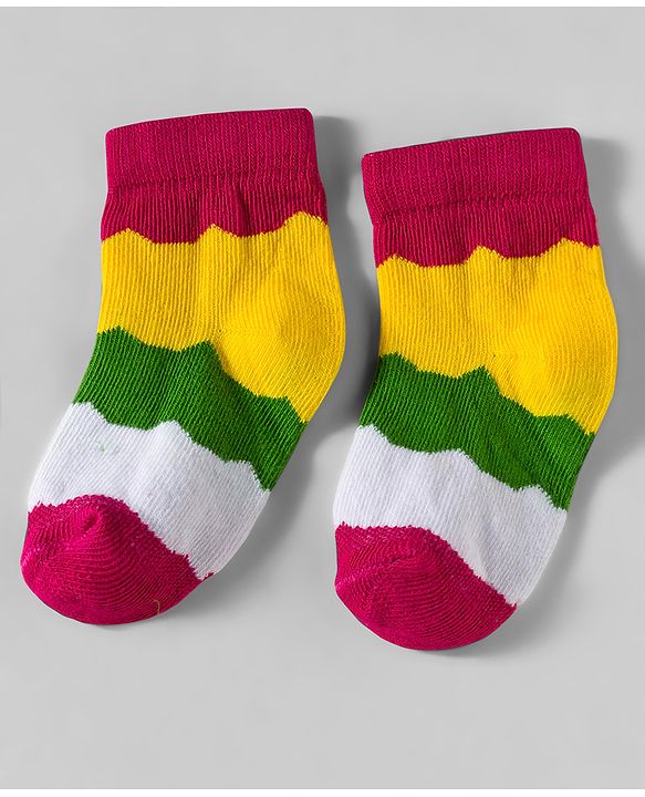 Cute Walk by Babyhug Knit Anti Bacterial Ankle Length Designed Socks Pack of 5 - Multicolor