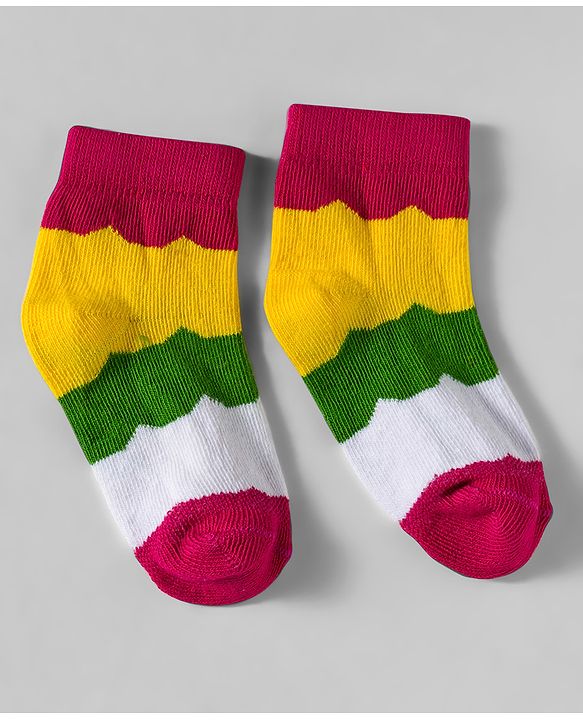 Cute Walk by Babyhug Knit Anti Bacterial Ankle Length Designed Socks Pack of 5 - Multicolor