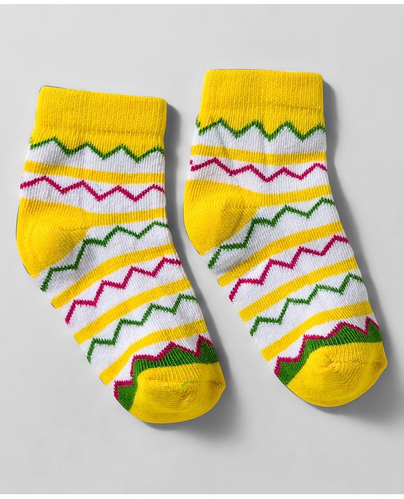 Cute Walk by Babyhug Knit Anti Bacterial Ankle Length Designed Socks Pack of 5 - Multicolor