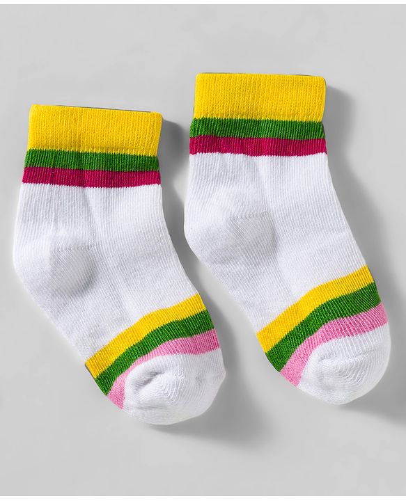 Cute Walk by Babyhug Knit Anti Bacterial Ankle Length Designed Socks Pack of 5 - Multicolor