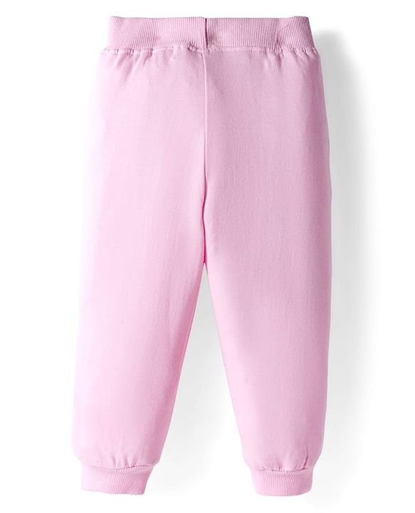 Babyhug Knit Premium Light Gauge Terry Full Sleeves Top and Joggers Set with Floral Embroidery - Pink