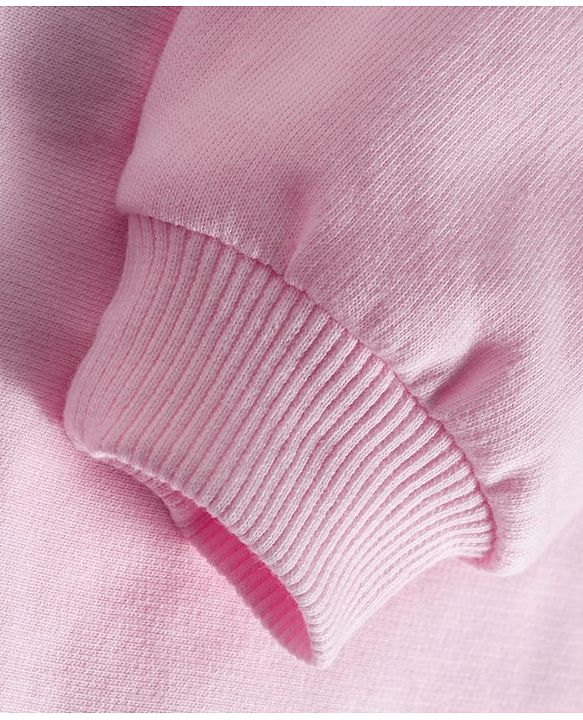 Babyhug Knit Premium Light Gauge Terry Full Sleeves Top and Joggers Set with Floral Embroidery - Pink