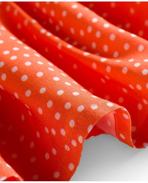 Babyhug Cotton Woven With Full Sleeves Front Open Frock & Sling With Polka Dot - Orange