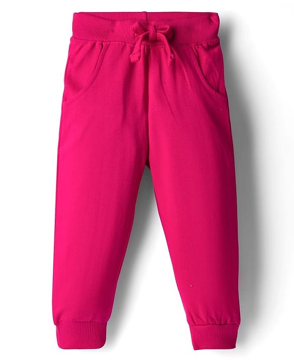 Babyhug Knit Premium Light Gauge Terry Full Sleeves Top & Lounge Pant Co-ord Set With Floral Embroidery - Fuchsia