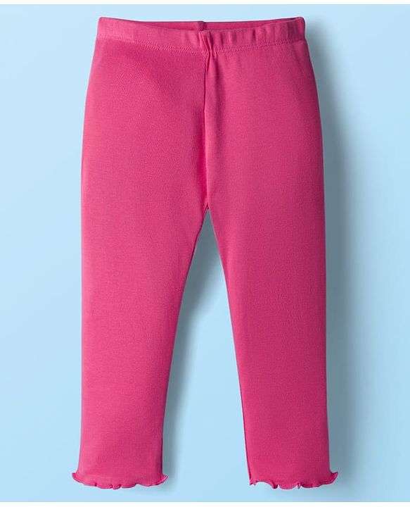 Babyhug Knit Premium Light Gauge Terry Full Sleeves Top and Lounge Pant Set With Stars Print & Frill Detailing - Pink