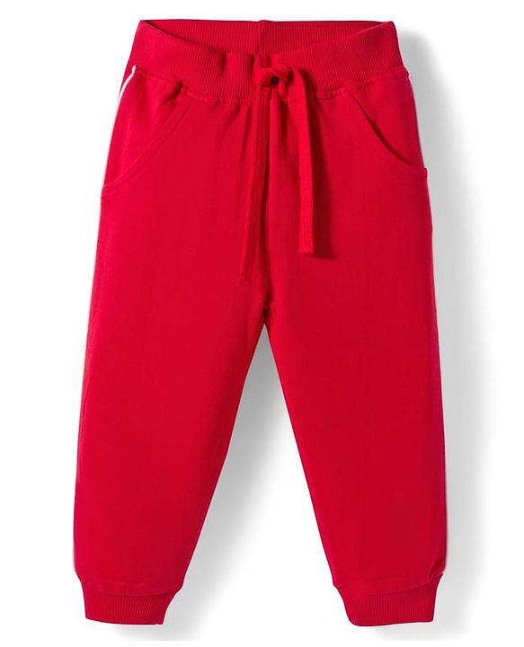 Babyhug Knit Premium Light Gauge Terry Full Sleeves Top & Pant Set With Text Print - Pink & Red