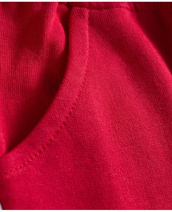 Babyhug Knit Premium Light Gauge Terry Full Sleeves Top & Pant Set With Text Print - Pink & Red