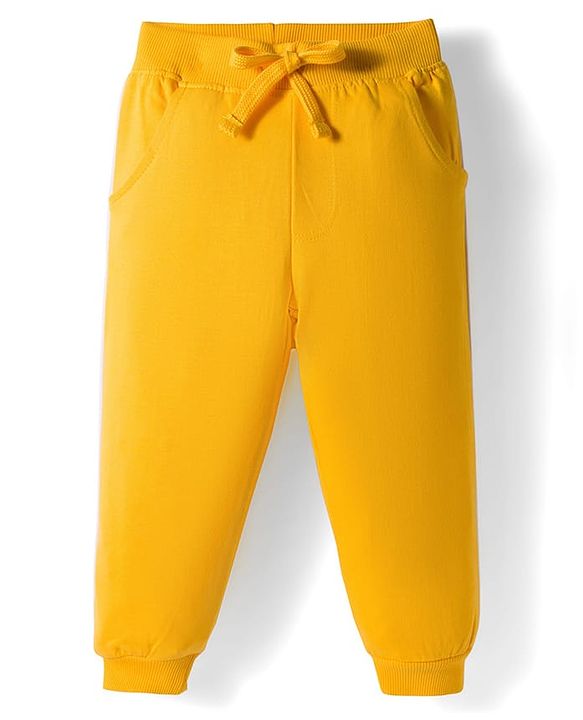Babyhug Knit Premium Light Gauge Terry Full Sleeves Top and Jogger Set with Sunshine Forever Text Print - Yellow
