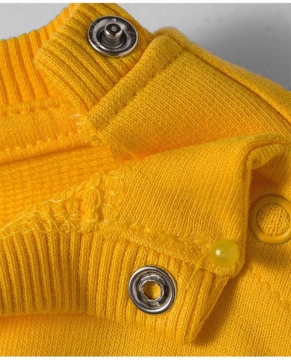 Babyhug Knit Premium Light Gauge Terry Full Sleeves Top and Jogger Set with Sunshine Forever Text Print - Yellow