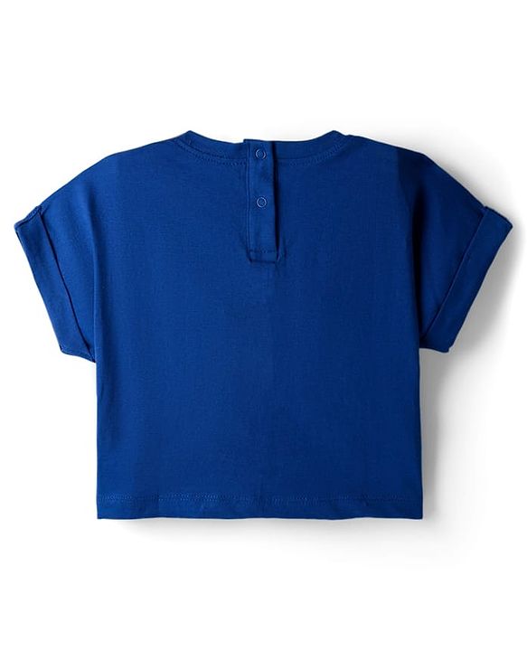 Babyhug 100% Cotton Terry Knit Half Sleeves Top & Joggers Set with Everyday Text Print - Navy Blue