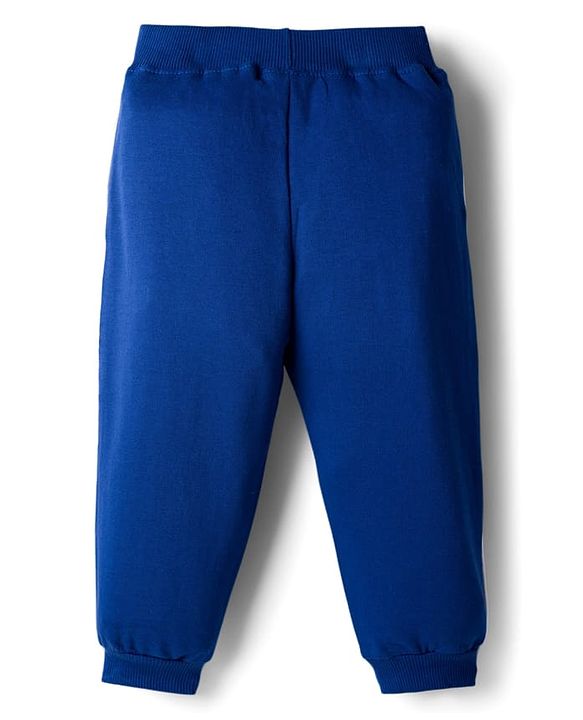 Babyhug 100% Cotton Terry Knit Half Sleeves Top & Joggers Set with Everyday Text Print - Navy Blue