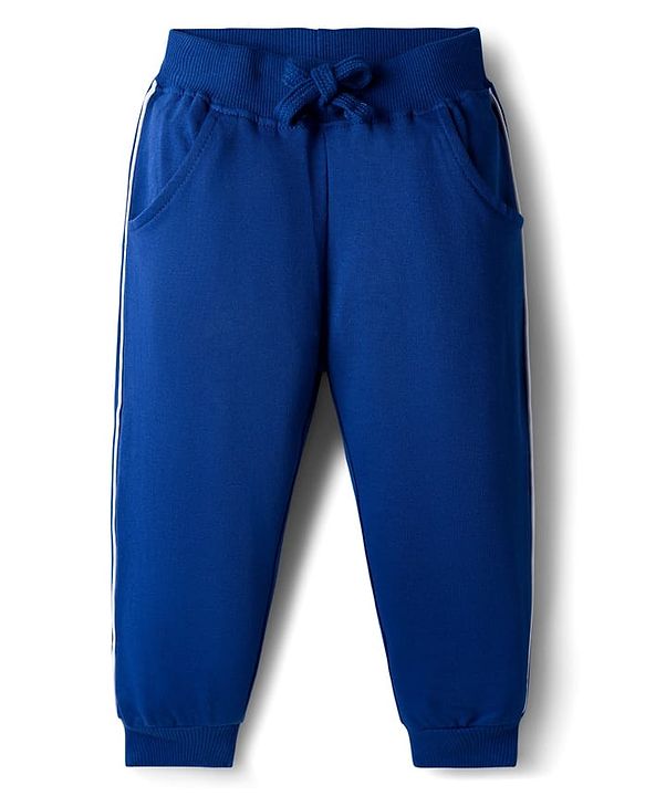 Babyhug 100% Cotton Terry Knit Half Sleeves Top & Joggers Set with Everyday Text Print - Navy Blue