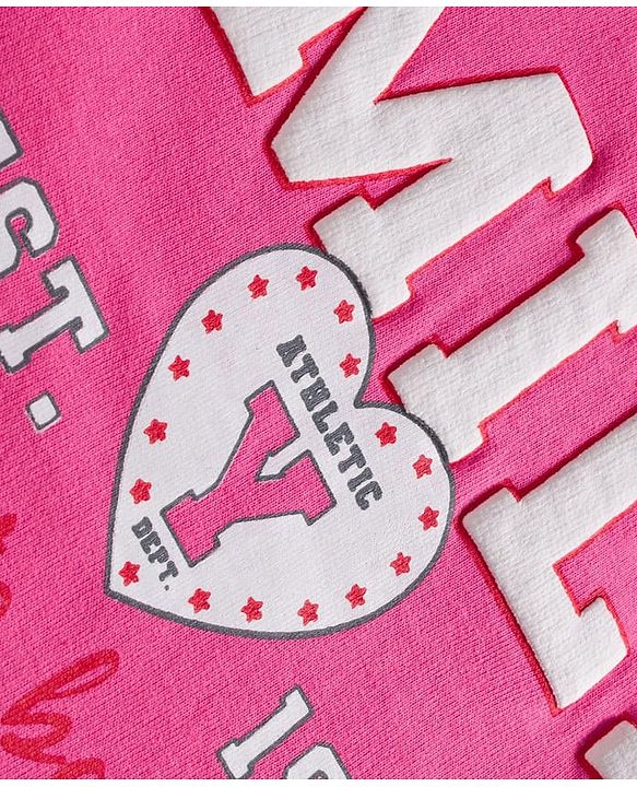 Babyhug Knit Premium Light Gauge Terry Full Sleeves Top and Joggers Set with Smile Text Print - Pink
