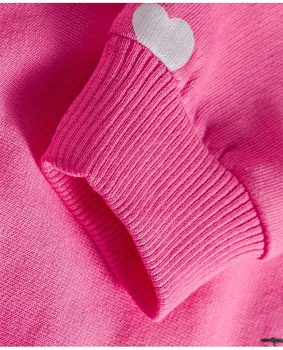 Babyhug Knit Premium Light Gauge Terry Full Sleeves Top and Joggers Set with Heart & Animal  Print - Pink
