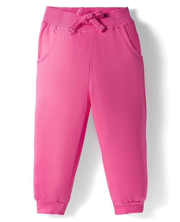 Babyhug Knit Premium Light Gauge Terry Full Sleeves Top and Joggers Set with Heart & Animal  Print - Pink