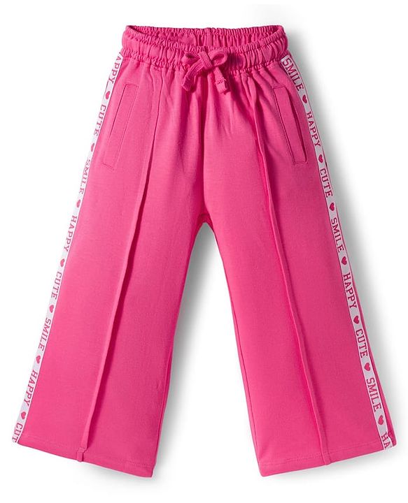 Babyhug Terry Knit Half Sleeves Top and Lounge Pant Set with Today Will Be Awesome Text Print - Pink