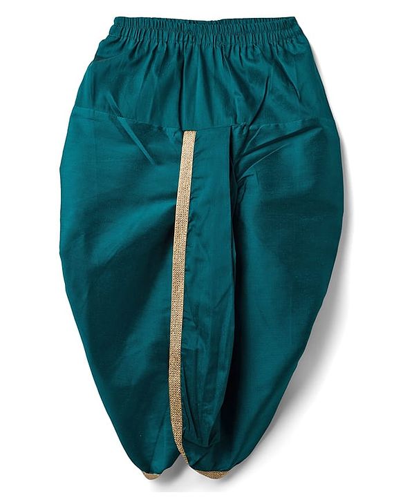 Babyhug Cotton Woven Full Sleeves Kurta Dhoti Set with Borcade Jacket & Floral Embroidery - Teal Blue