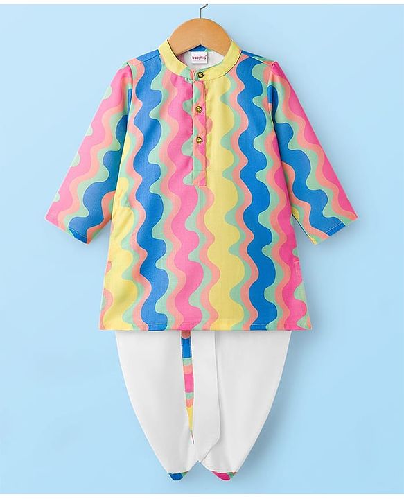 Babyhug Woven Full Sleeves Printed Kurta Dhoti Set - Multicolour