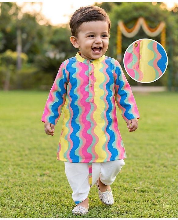 Babyhug Woven Full Sleeves Printed Kurta Dhoti Set - Multicolour