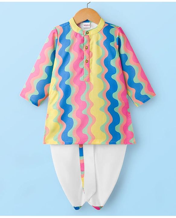Babyhug Woven Full Sleeves Printed Kurta Dhoti Set - Multicolour