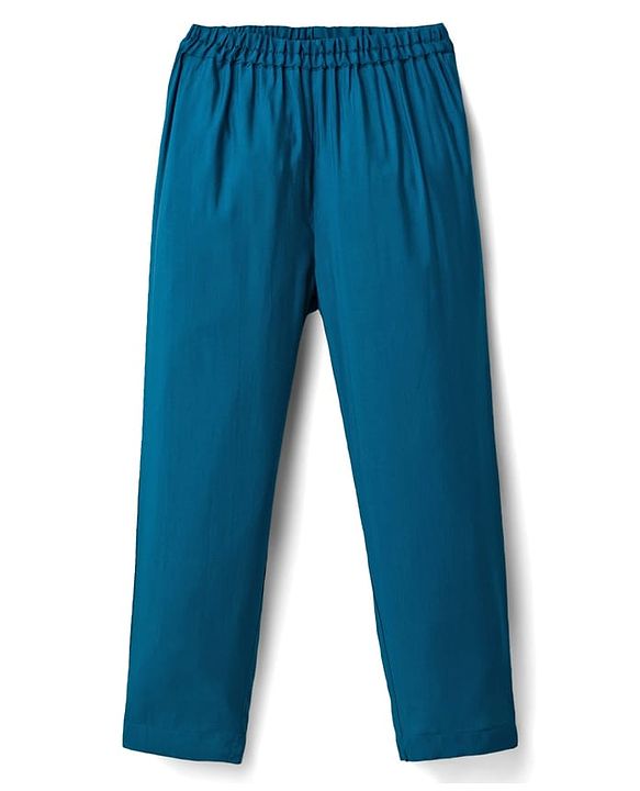 Babyhug Woven Full Sleeves Kurta Pajama Set with Jacket Embroidery & Sequin Detailing - Teal Blue