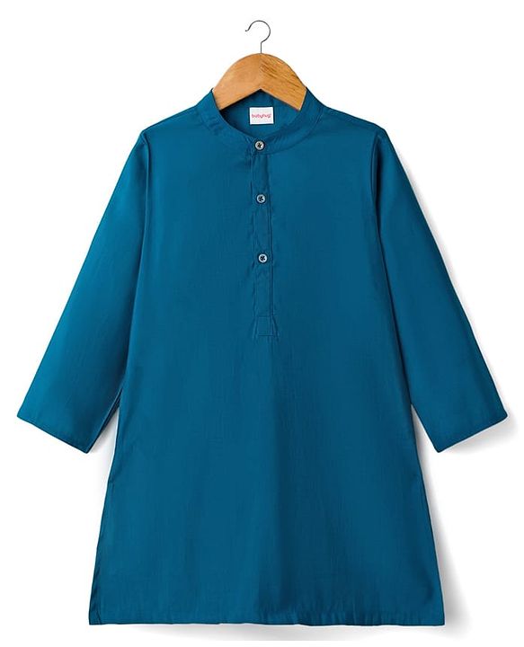 Babyhug Woven Full Sleeves Kurta Pajama Set with Jacket Embroidery & Sequin Detailing - Teal Blue