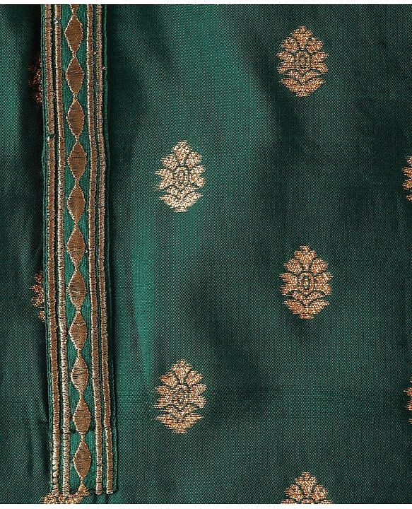 Babyhug Brocade Woven Full Sleeves Kurta Pajama Set With Floral Print - Dark Green