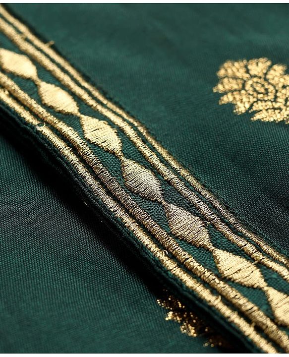 Babyhug Brocade Woven Full Sleeves Kurta Pajama Set With Floral Print - Dark Green
