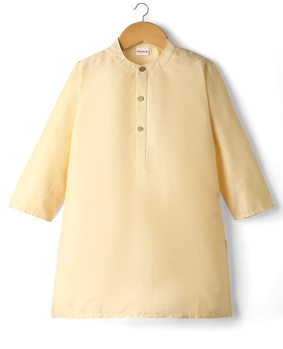 Babyhug Cotton Woven Full Sleeves Kurta Pajama Set With Embroidered Jacket - Beige