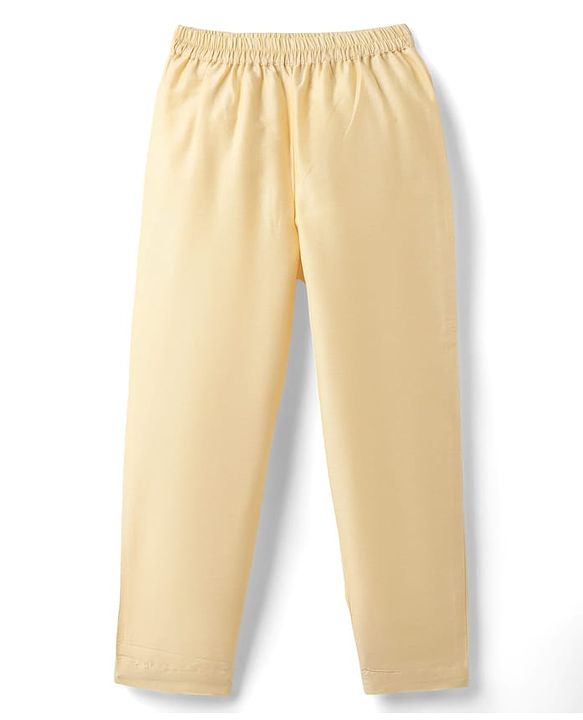 Babyhug Cotton Woven Full Sleeves Kurta Pajama Set With Embroidered Jacket - Beige