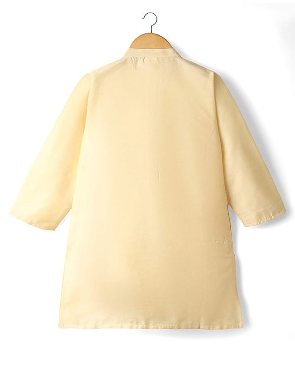 Babyhug Cotton Woven Full Sleeves Kurta Pajama Set With Embroidered Jacket - Beige