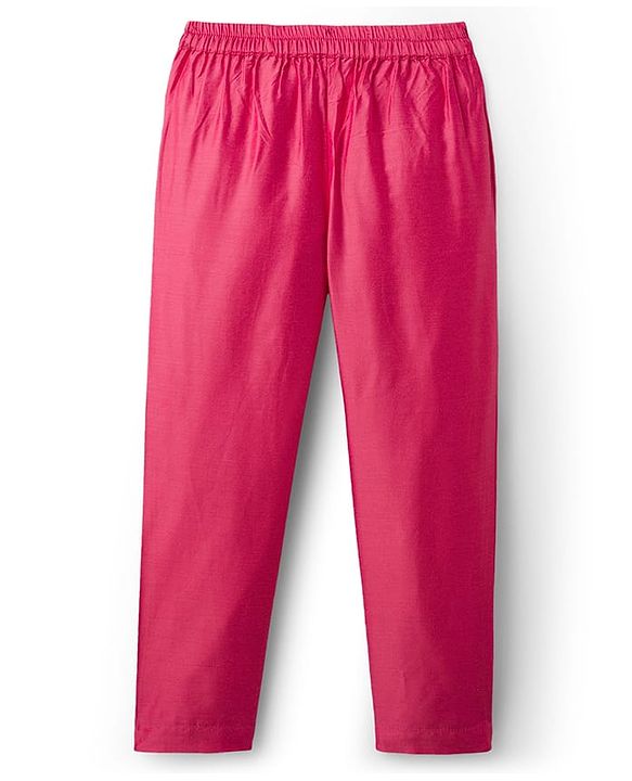 Babyhug Cotton Woven Full Sleeves Solid Kurta Pajama Set with Embroidered Nehru Jacket - Dark Pink