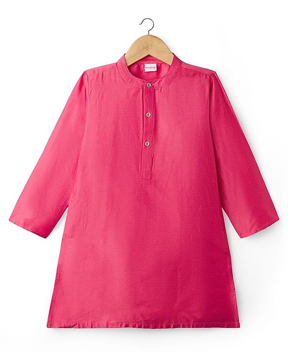 Babyhug Cotton Woven Full Sleeves Solid Kurta Pajama Set with Embroidered Nehru Jacket - Dark Pink