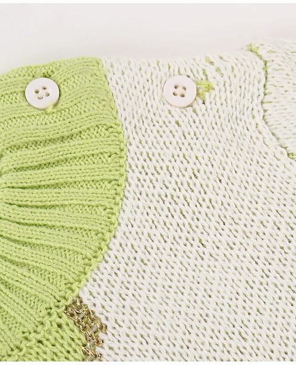 Babyhug Knit Full Sleeves Pullover Turtle Neck Sweater with Heart Design - Off White