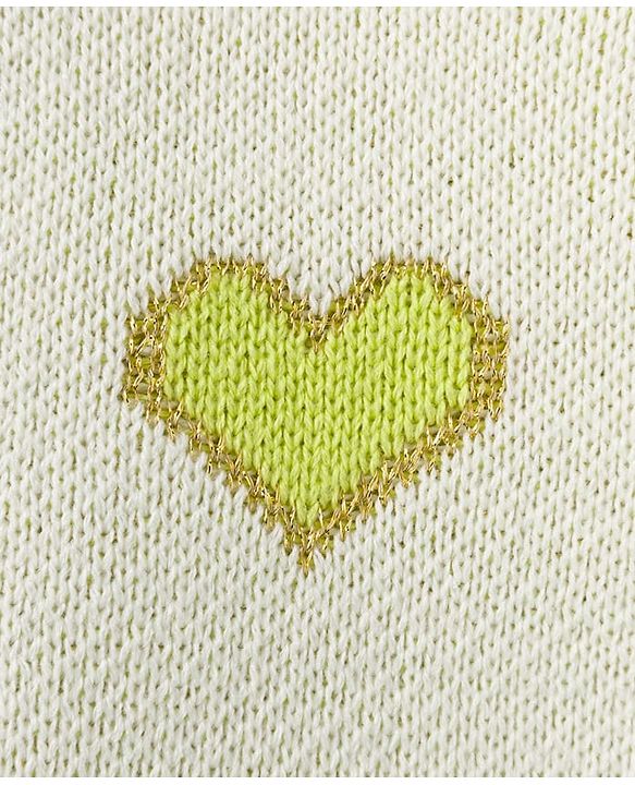 Babyhug Knit Full Sleeves Pullover Turtle Neck Sweater with Heart Design - Off White