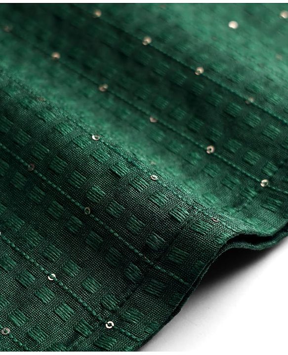 Babyhug Cotton Woven Full Sleeves Kurta Pajama Set with PST Sequenced Embroidered - Dark Green