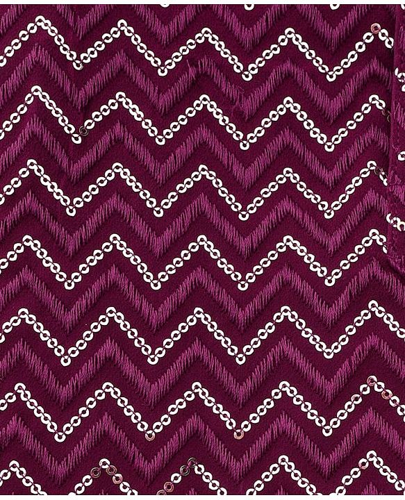 Babyhug Woven Full Sleeves Kurta Pajama Set with Sequin Detailing - Maroon