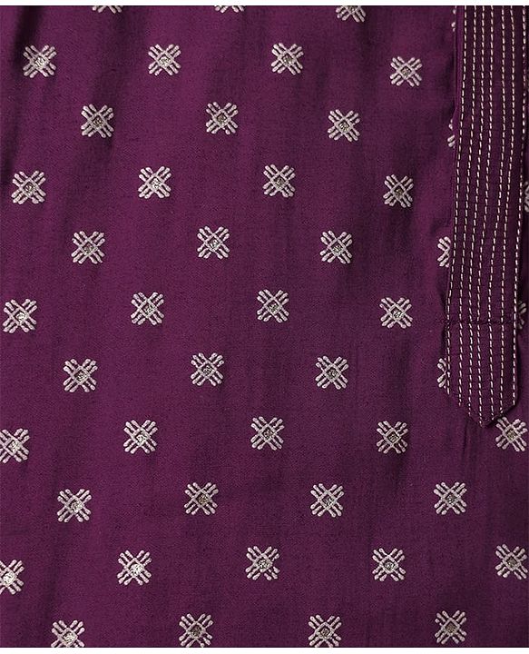 Babyhug Cotton Woven Full Sleeves Kurta Pyjama Set with Cambric Foil Printed - Dark Purple