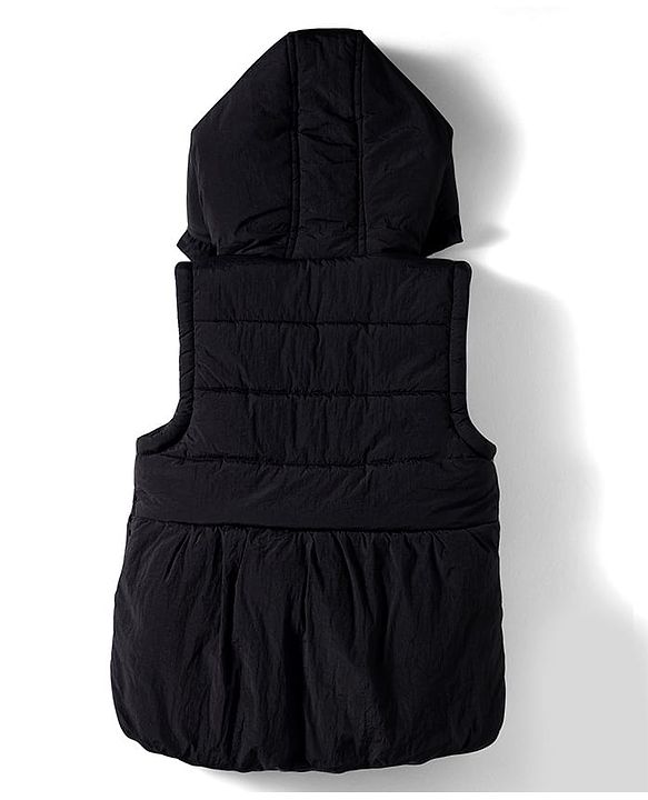 Babyhug Woven Sleeveless Padded Hooded Jacket With Bow Applique - Purple