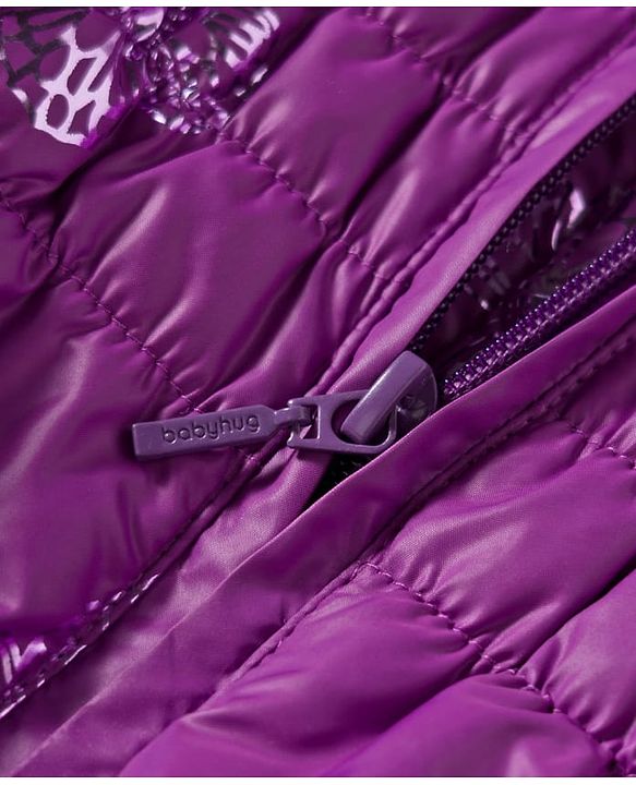 Babyhug Woven Full Sleeves Hooded Padded Jacket With Butterfly Print - Purple