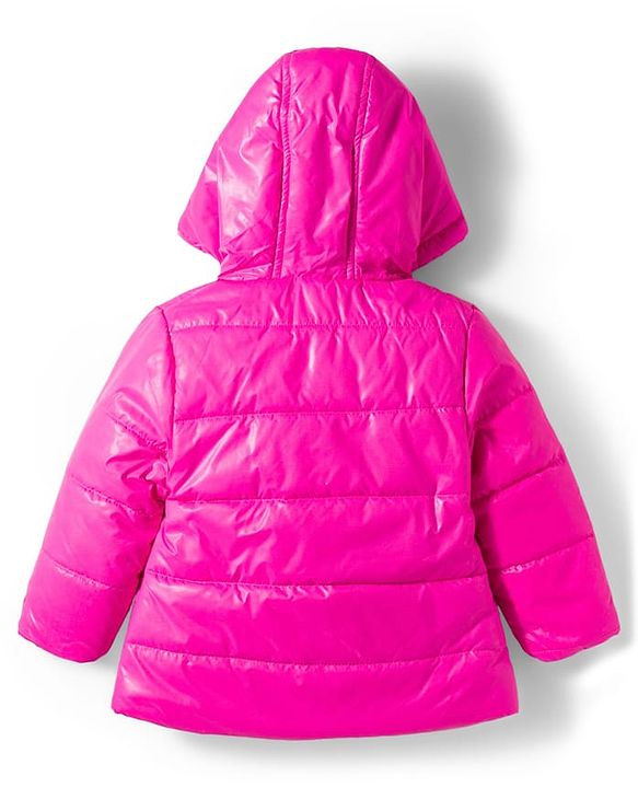 Babyhug Woven Full Sleeves Solid Hooded Padded Jacket - Dark Pink