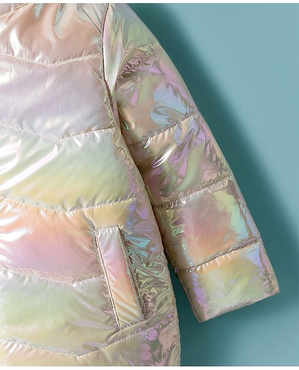 Babyhug Woven Full Sleeves Hooded Padded Jacket With Ombre Effect - Multicolor