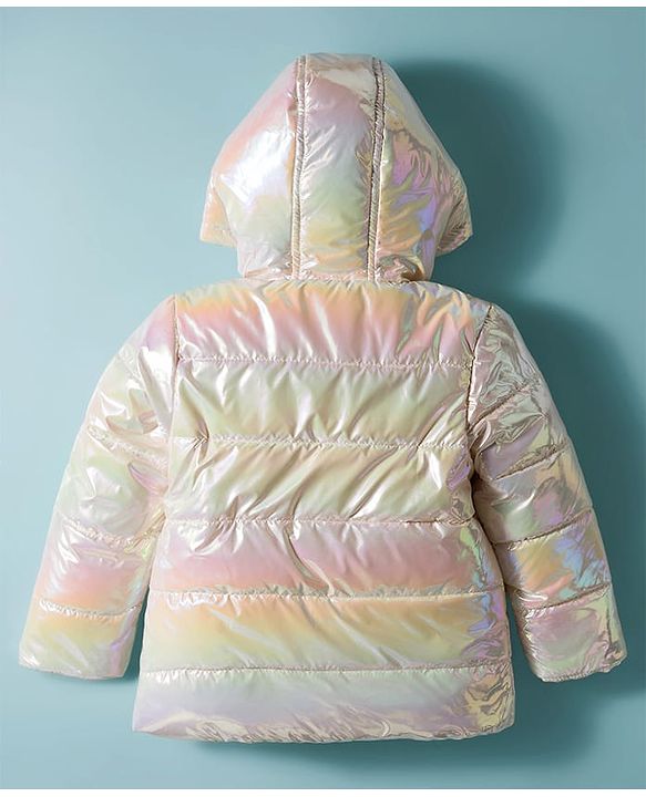 Babyhug Woven Full Sleeves Hooded Padded Jacket With Ombre Effect - Multicolor