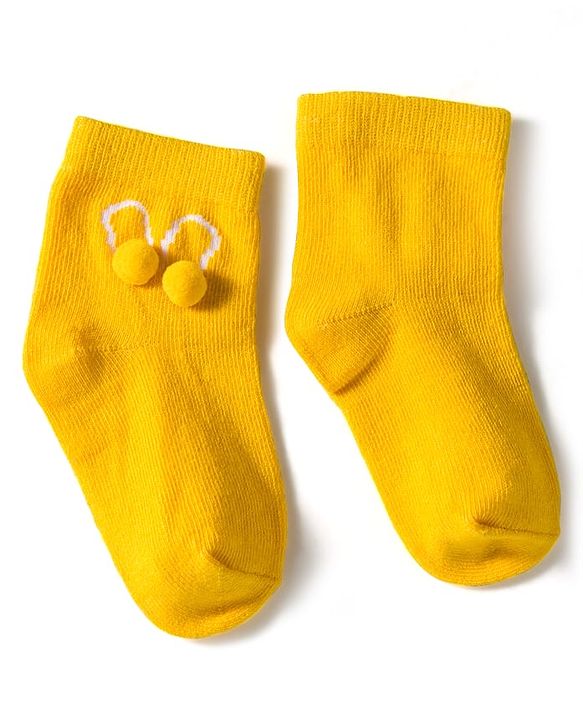 Cute Walk by Babyhug Knit Ankle Length Socks with 3D Pompom Applique Pack of 3 - Multicolor
