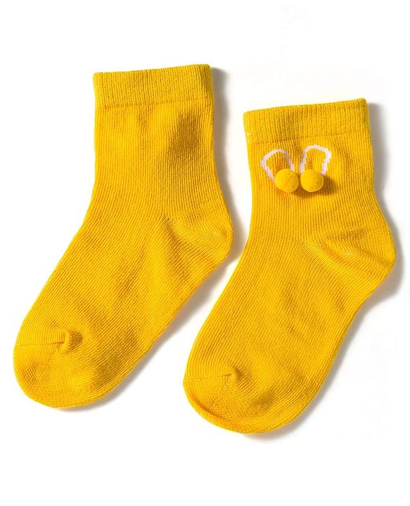 Cute Walk by Babyhug Knit Ankle Length Socks with 3D Pompom Applique Pack of 3 - Multicolor