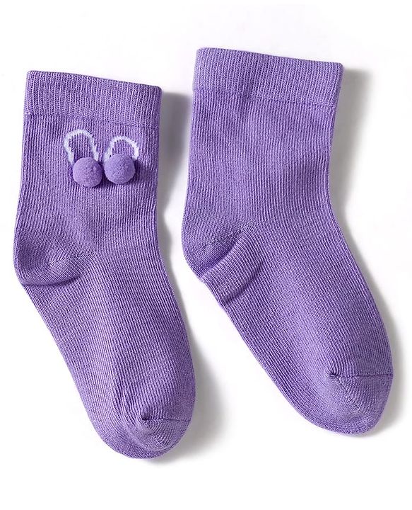 Cute Walk by Babyhug Knit Ankle Length Socks with 3D Pompom Applique Pack of 3 - Multicolor