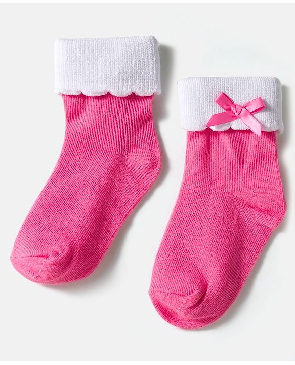 Cute Walk by Babyhug Knit Ankle Length Socks with 3D Bow Applique Pack of 3 - Multicolor