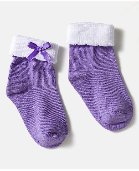 Cute Walk by Babyhug Knit Ankle Length Socks with 3D Bow Applique Pack of 3 - Multicolor