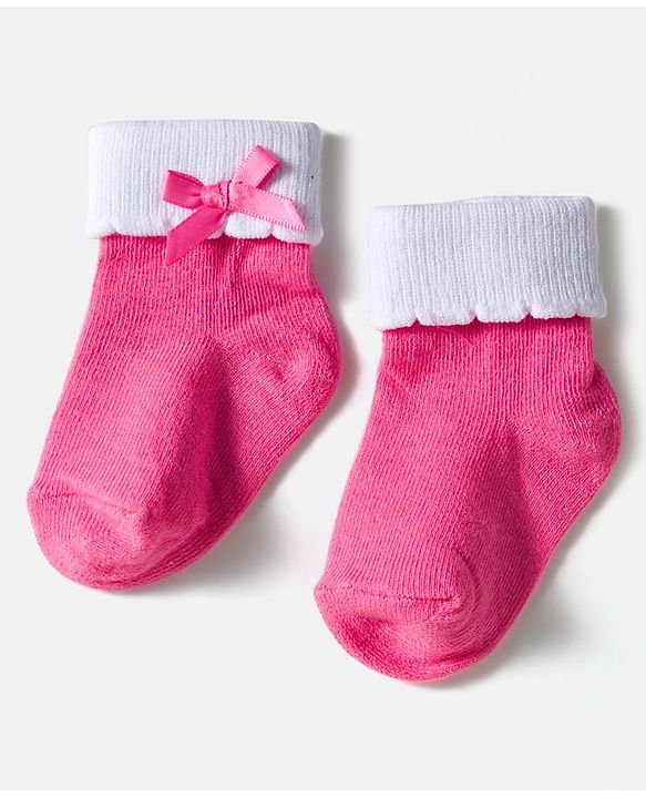 Cute Walk by Babyhug Knit Ankle Length Socks with 3D Bow Applique Pack of 3 - Multicolor