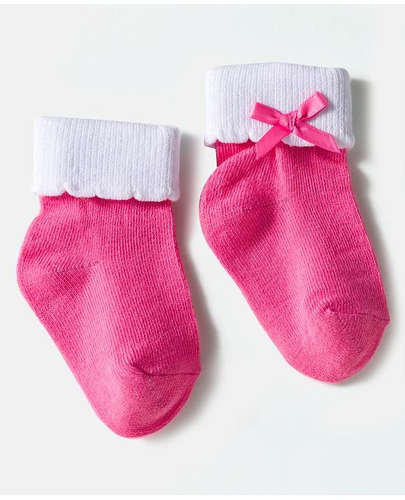 Cute Walk by Babyhug Knit Ankle Length Socks with 3D Bow Applique Pack of 3 - Multicolor